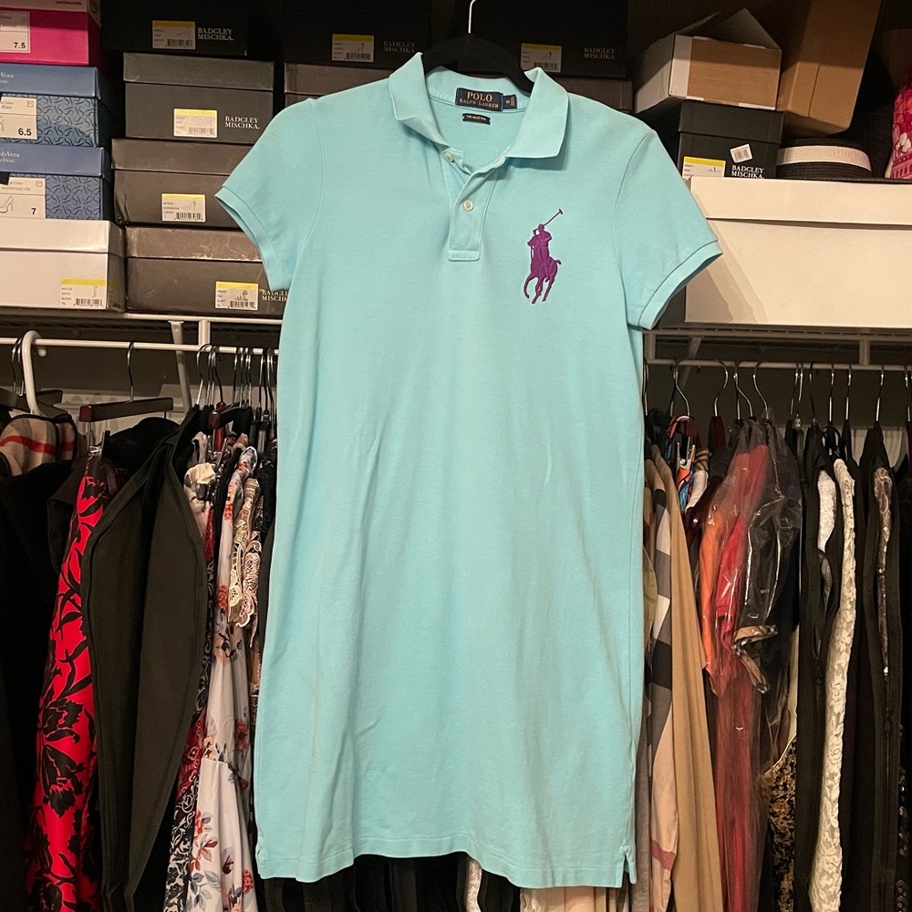 NWOT Big Pony Mesh Polo Dress in Turquoise